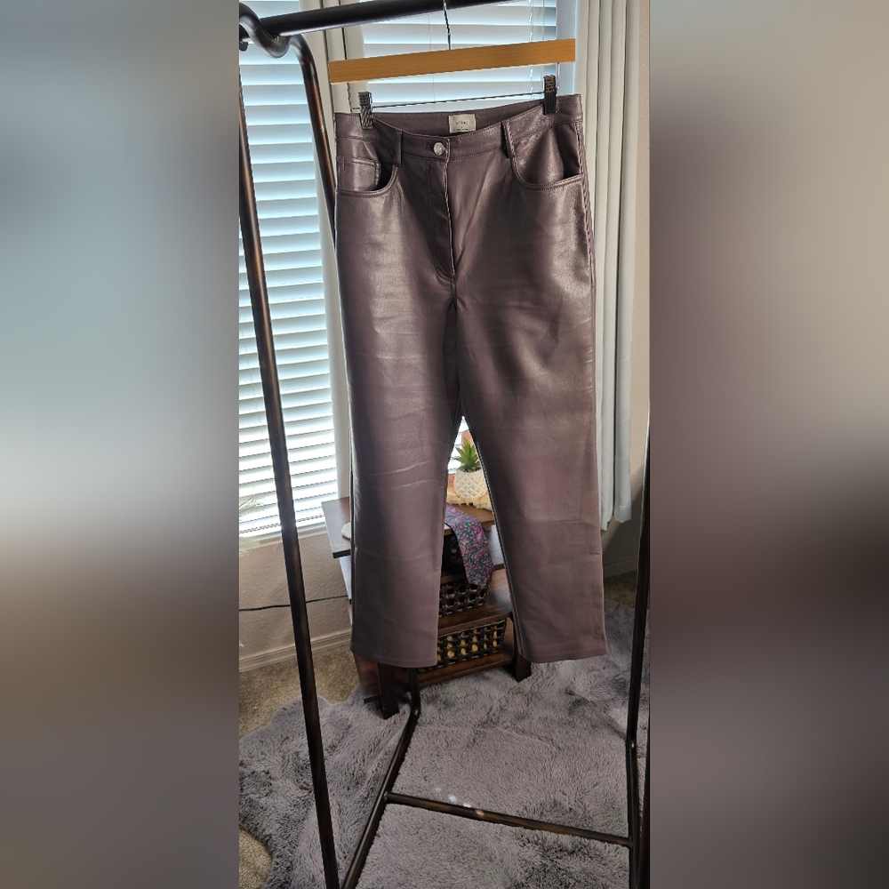 Wilfred FAUX Leather Purple Grey Straight Leg Pants Size 8